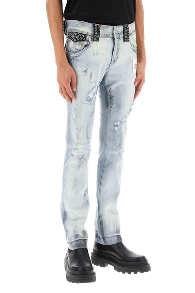 Shop Dolce & Gabbana Re Edition Jeans With Leather Detailing
