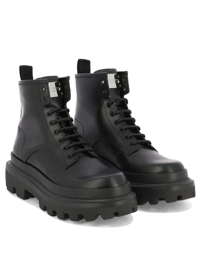Shop Dolce & Gabbana Trek Leather Combat Boots