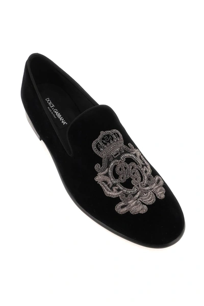 Shop Dolce & Gabbana Velvet Loafers