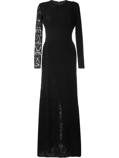 Shop Fausto Puglisi Lace Panel Dress In Black