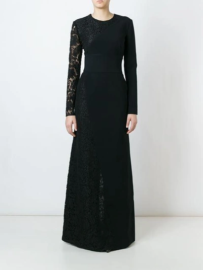 Shop Fausto Puglisi Lace Panel Dress In Black