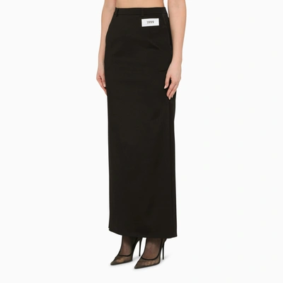 Shop Dolce & Gabbana Dolce&gabbana Black Cady Long Skirt With Slit