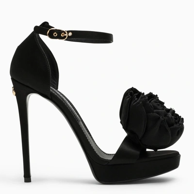 Shop Dolce & Gabbana Dolce&gabbana Black Satin High Sandal