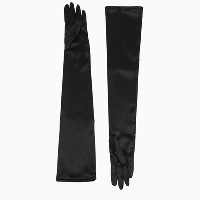 Shop Dolce & Gabbana Dolce&gabbana Black Satin Gloves