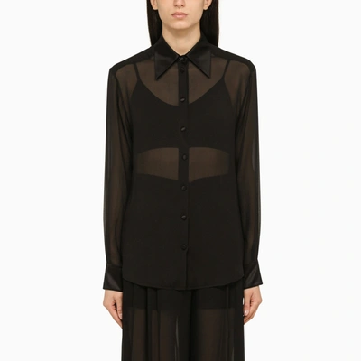 Shop Dolce & Gabbana Dolce&gabbana Black Semi Transparent Shirt