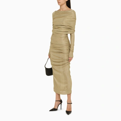 Shop Dolce & Gabbana Dolce&gabbana Gold Draped Dress