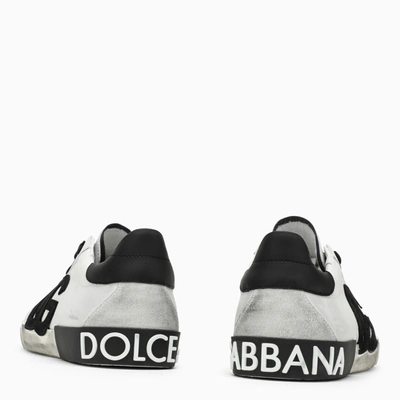 Shop Dolce & Gabbana Dolce&gabbana White/black Used Effect Trainer