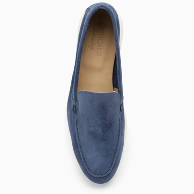 Shop Doucal's Blue Suede Loafer