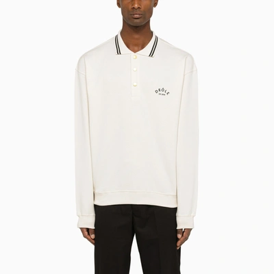 Shop Drôle De Monsieur White Long Sleeve Polo Shirt With Logo