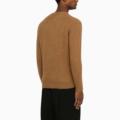 Shop Drumohr Camel Round Neck Sweater In Wool
