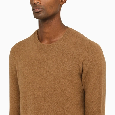 Shop Drumohr Camel Round Neck Sweater In Wool