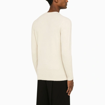 Shop Drumohr Milk Round Neck Sweater In Wool