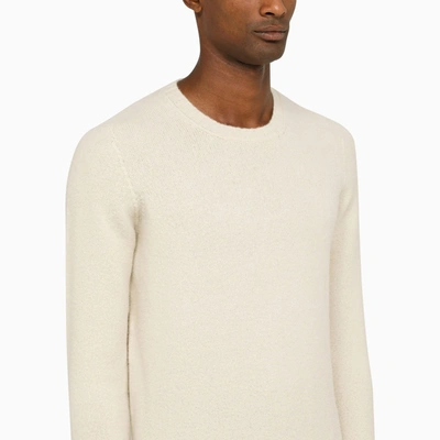 Shop Drumohr Milk Round Neck Sweater In Wool