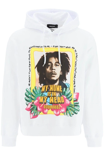 Shop Dsquared2 Bob Marley Print Hoodie