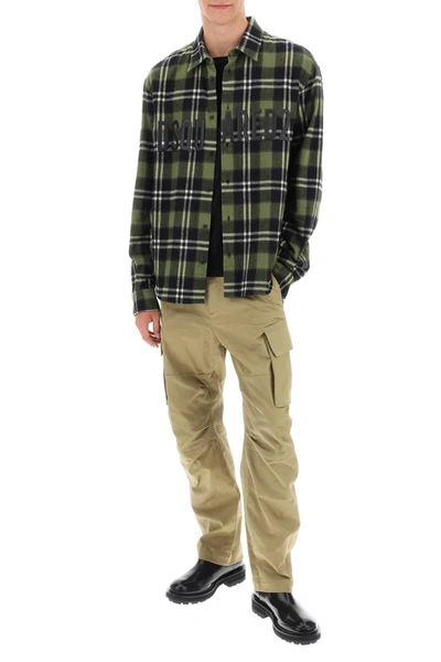 Shop Dsquared2 Check Flannel Shirt With Rubberized Logo