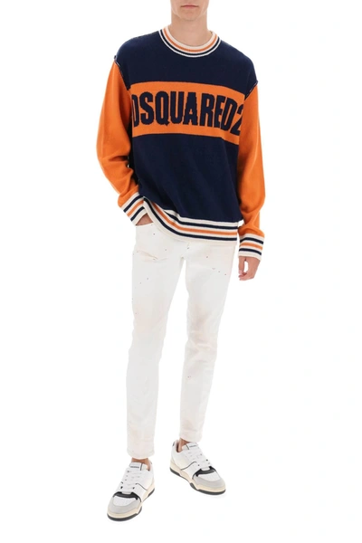 Shop Dsquared2 College Sweater In Jacquard Wool
