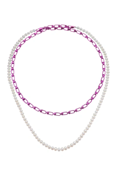 Shop Eéra Eera 'reine' Double Necklace With Pearls