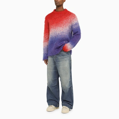 Shop Erl Blue/red Shaded Crew Neck Jumper