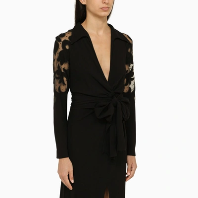 Shop Etro Black Dress With Tulle Details