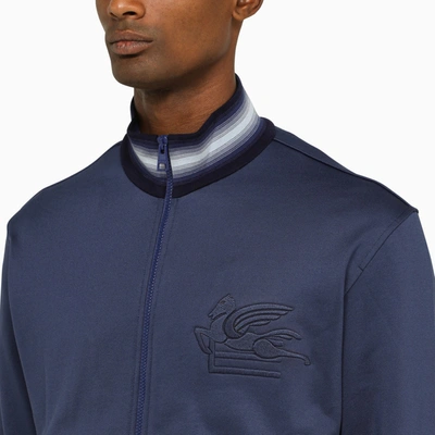 Shop Etro Blue Zip Sweatshirt