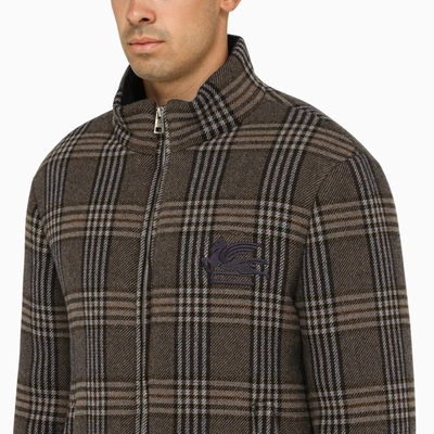 Shop Etro Checked Wool Padded Jacket