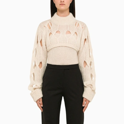 Shop Federica Tosi Perforated Butter Turtleneck