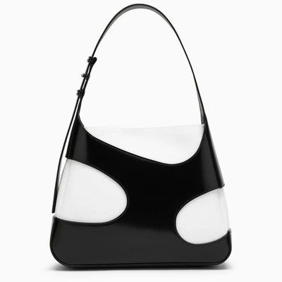 Shop Ferragamo Medium Shoulder Bag With Cut Out Black And White