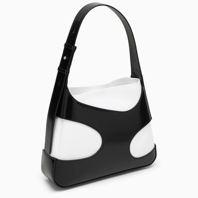 Shop Ferragamo Medium Shoulder Bag With Cut Out Black And White