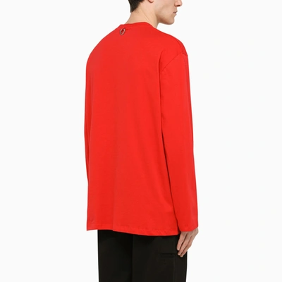 Shop Fred Perry Raf Simons Red Long Sleeves T Shirt With Prints