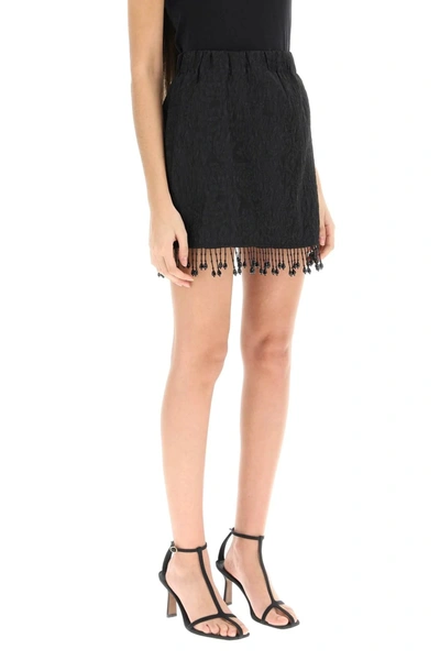 Shop Ganni Jacquard Mini Skirt With Bead Fringes