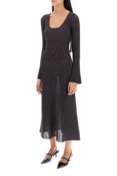 Shop Ganni Lurex Knit Midi Dress