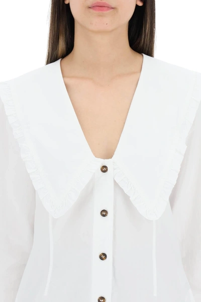 Shop Ganni Shirt With Peter Pan Collar