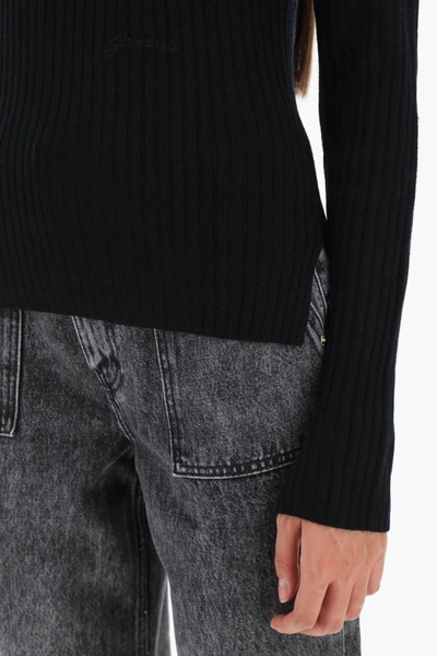 Shop Ganni Turtleneck Sweater With Back Cut Out