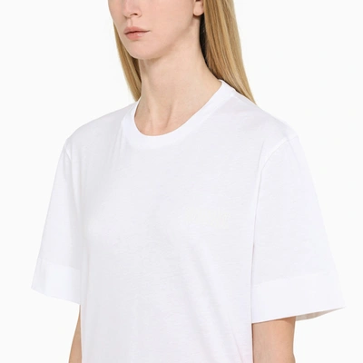 Shop Ganni Wide White Cotton T Shirt