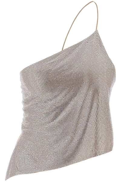 Shop Giuseppe Di Morabito Cropped Top In Mesh With Crystals All Over