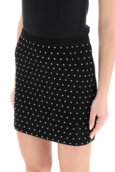 Shop Giuseppe Di Morabito Rhinestone Knitted Mini Skirt