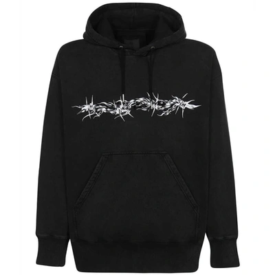 Shop Givenchy Barbed Wire Logo Black Hoodie