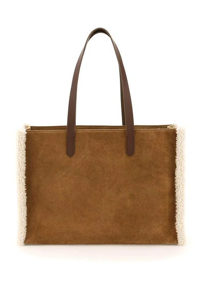 Shop Golden Goose California East West Bag With Shearling Detail
