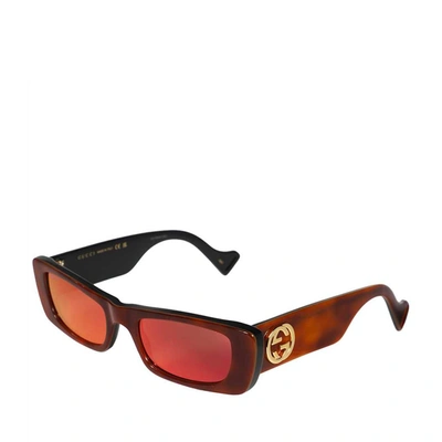 Shop Gucci Logo Rectangular Sunglasses