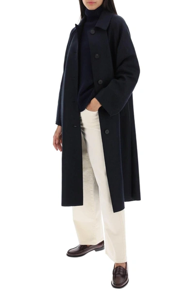 Shop Harris Wharf London Balmacaan Coat In Pressed Wool