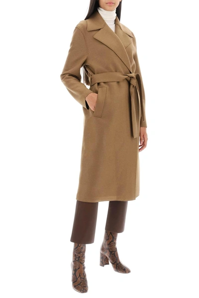 Shop Harris Wharf London Long Robe Coat In Pressed Wool And Polaire