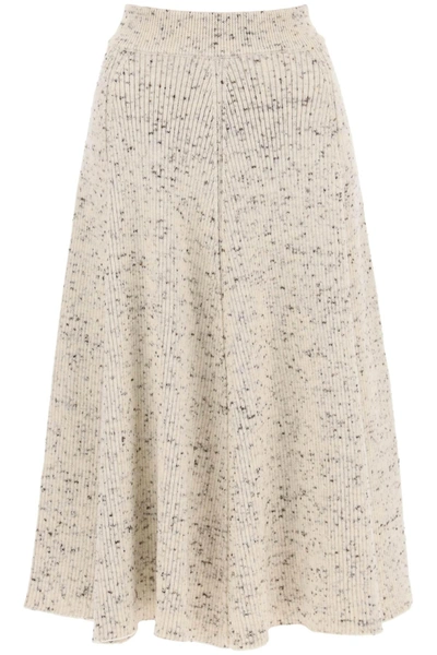Shop Jil Sander Speckled Wool Midi Skirt