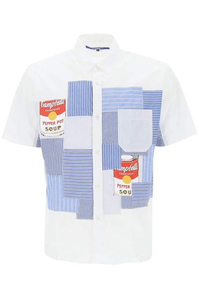 Shop Junya Watanabe Short Sleeve Patchwork Shirt