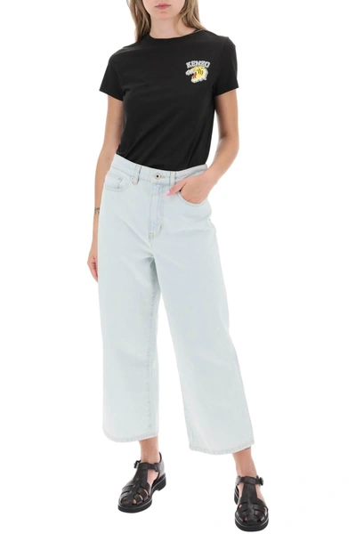 Shop Kenzo 'sumire' Cropped Jeans With Wide Leg