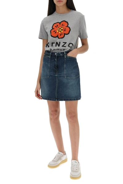 Shop Kenzo Flared Denim Skirt