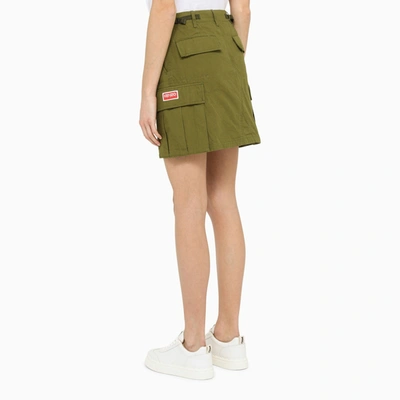 Shop Kenzo Green Cotton Cargo Miniskirt