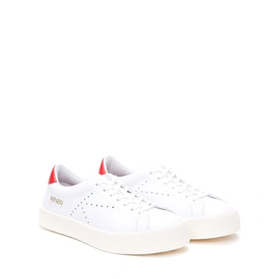 Shop Kenzo Leather Logo Sneakers