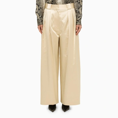 Shop Khaite Ecru Trousers With Pleats