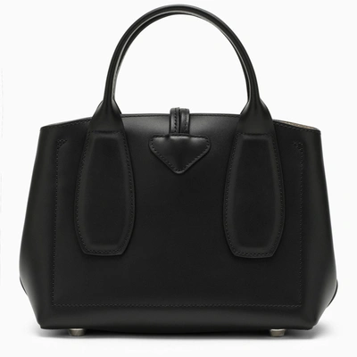 Shop Longchamp Black Small Leather Roseau Satchel