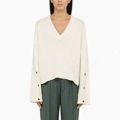 Shop Loulou Studio Ivory Wool And Cashmere Jumper